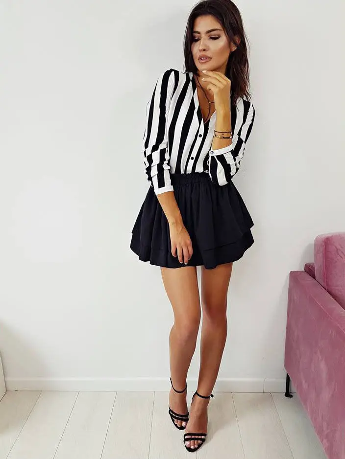 

Hirigin 2018 New Women Blouses 4 Style Striped Women Shirt Sexy V Neck Loose Women Bouses Career Shirt Loose Slim Plus Blouse