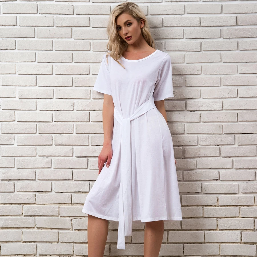 Уличная Повседневное белое платье Для женщин 2018 Новые поступления короткий