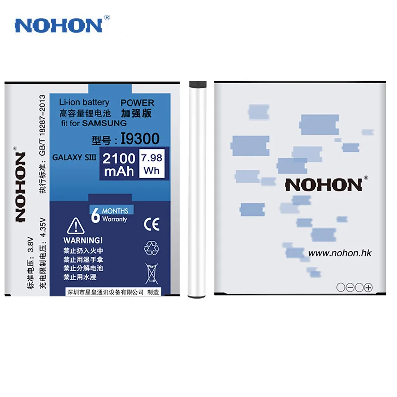 Nohon Аккумулятор для samsung Galaxy S3 Batarya i9300 i9305 i879 i535 i747 i9128 акумуляторная батарея EB L1G6LLU