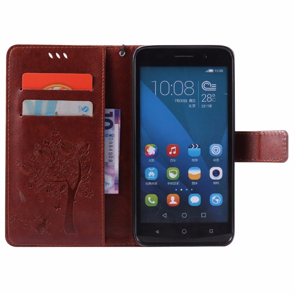 Для huawei Honor 4X/Honor 5X чехол для Fundas huawei Honor 5C Coque 3D Дерево кошка узор кошелек магнит откидная крышка кожаный чехол