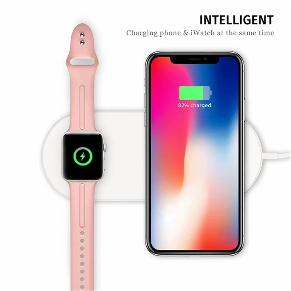 For Apple Watch 4 3 2 Wireless Charger Build in iPhone XR XS X 8 Plus Fast Charging Pad QC 3.0 Samsung Huawei | Мобильные телефоны