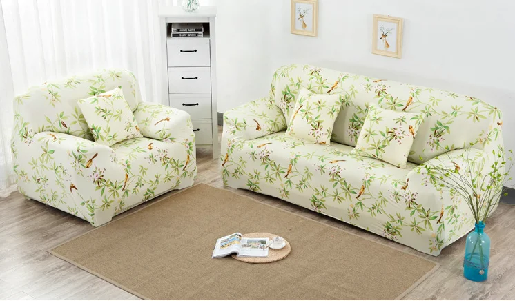 Спандекс стрейч зеленый цветочный узор чехол для дивана большая Эластичность 100%
