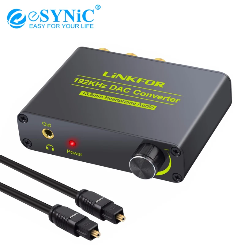 ESYNiC 192 кГц ЦАП конвертер цифровой аналоговый аудио SPDIF коаксиальный Toslink RCA