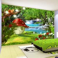 custom wall cloth 3d cartoon forest mushroom photo wallpapers wall painting kids room bedroom background wall home decor fresco