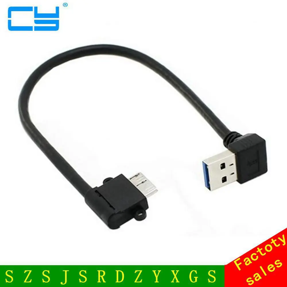 Вниз Угловой 90 градусов USB 3 0 к Micro 10Pin левый кабель 20 см для сотового телефона и