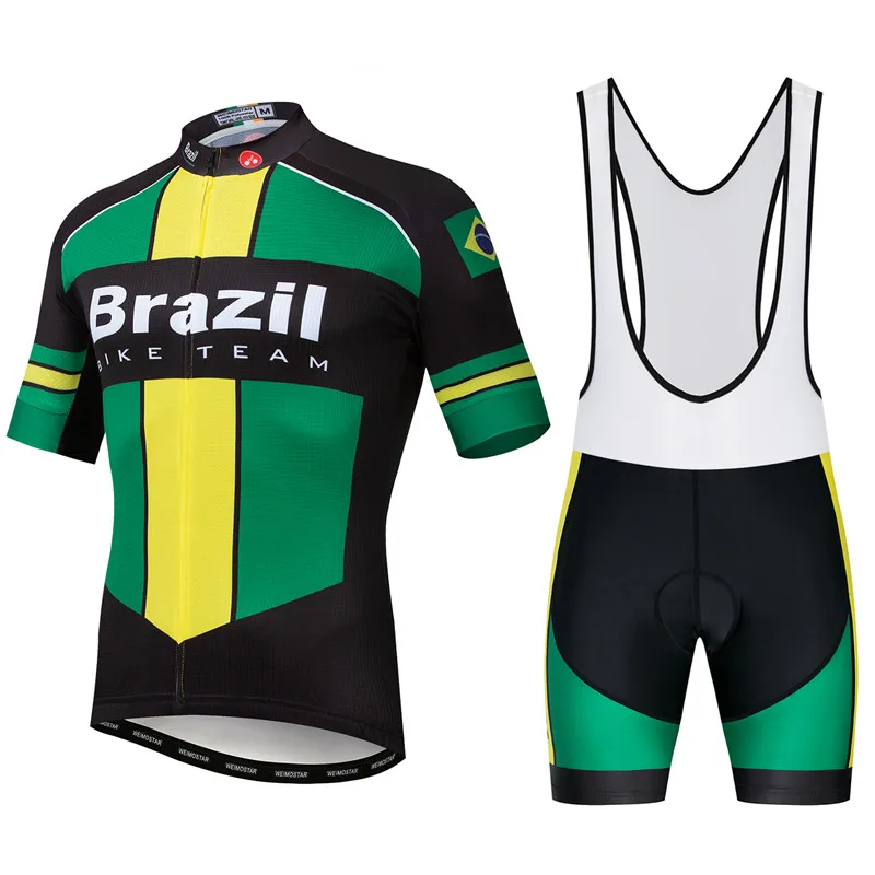 Brazil (Bib) Weimostar Колумбии для групповой езды на велосипеде трикотажный комплект Для мужчин гонки спортивный мотоцикл Костюмы быстросохнущая велосипедный спорт одежда велоезда по дорогам на MTB Костюмы - Цвет: Brazil (Bib)