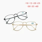 Ретро Металл готовой близорукость очки Для женщин мужчин Овальный диоптрий очки по рецепту черныйСеребряныйзолотой оправе со светло-1,0-1,5-2,0-4