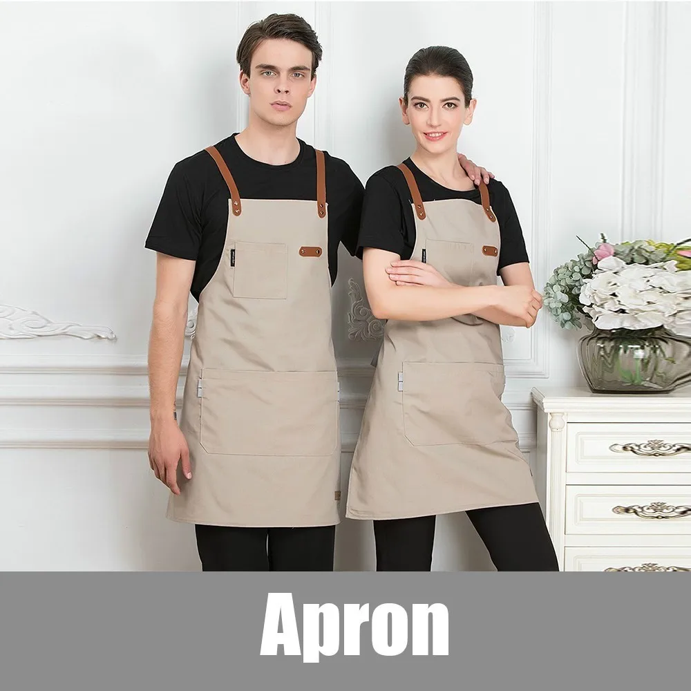 Brown Apron Мужская мода шеф-повара Кухонный Фартук Кофейня парикмахер без рукавов Рабочая Униформа нагрудник рабочая одежда противообрастающие фартуки - Цвет: Brown Apron