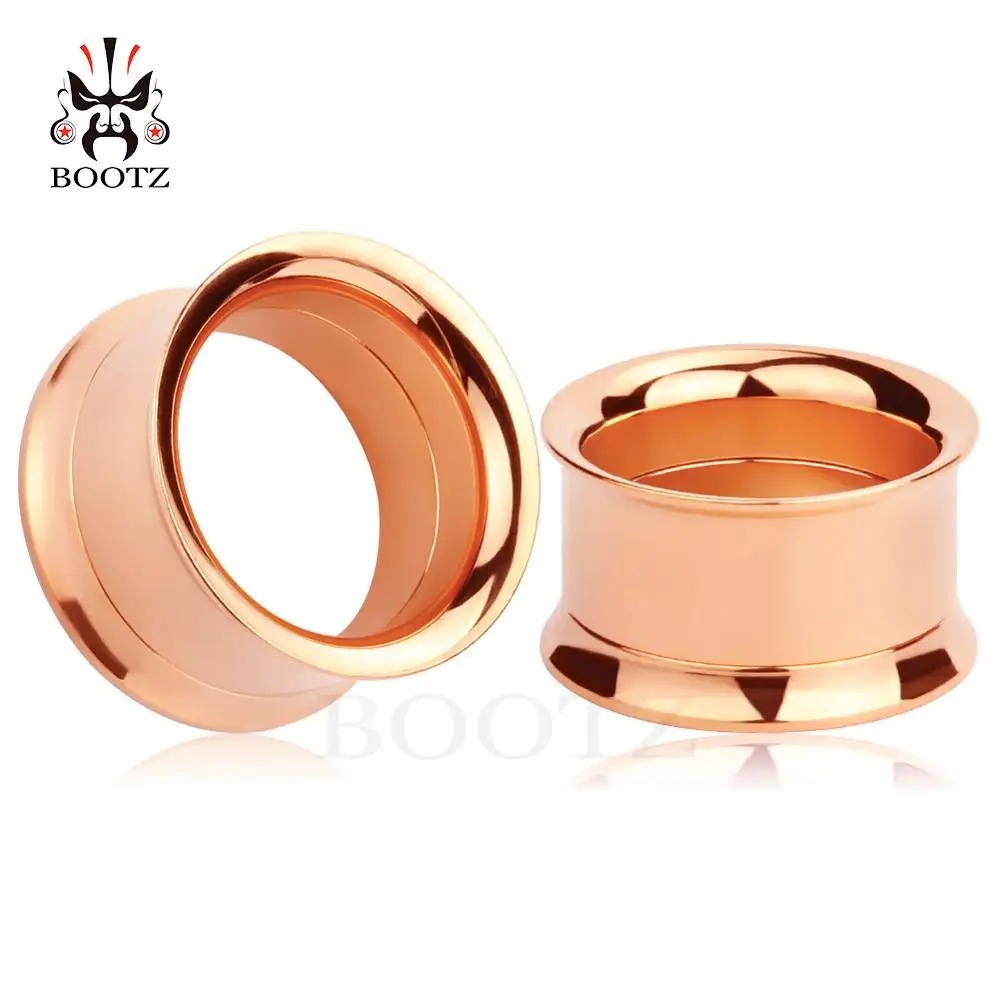 rose gold KUBOOZ 5 цветов ушные датчики расширитель из нержавеющей стали пробки пирсинг туннели ювелирные изделия для тела 6 мм-25 мм 10 шт./лот - Окраска металла: rose gold