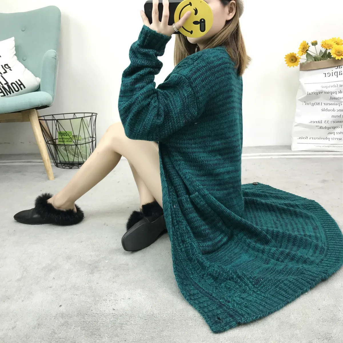 Женский зимний Кардиган Осень зима новый мохеровый свитер с узором вязаный