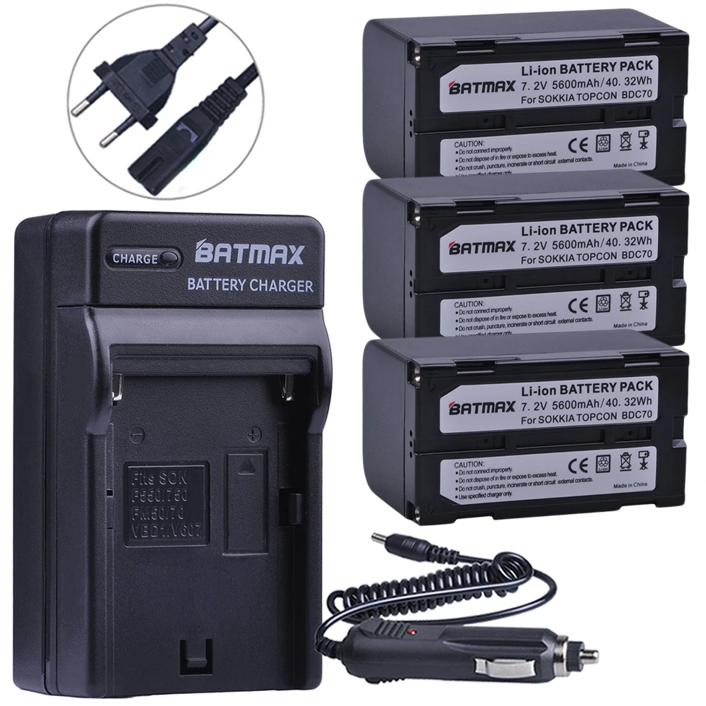 Batmax 3 шт. 5600 мАч BDC70 батарея + настенное зарядное устройство для sokkia CX FX topcon ES OS total