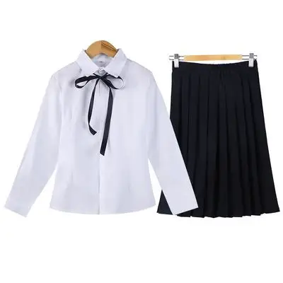 Mid black skirt 2 Японская школьная форма для девочек костюм jk старшеклассников комплект одежды Женская плиссированная юбка милый Косплей Костюм Моряка - Цвет: Mid black skirt 2