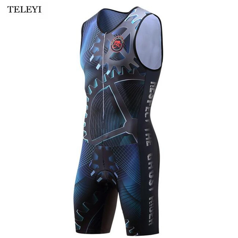 

TELEYI Team Summer Outdoor Ciclismo Breathable Men One Piece Compressed Cycling Jersey Professional Triathlon Clothes Sportswear