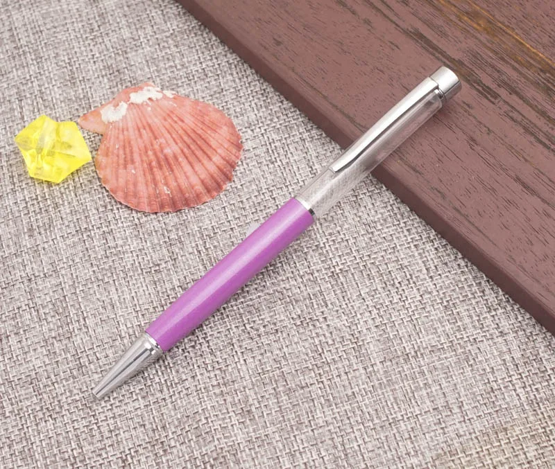 6 lightpurple Сделай Сам рисовая Ювелирная ручка, без масла, без фольги, серебряный зажим, металлическая медная шариковая ручка, желай удачи, подарочная ручка для друзей/семьи - Цвет: 6 lightpurple