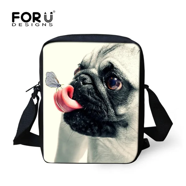Озерный синий FORUDESIGNS/женские сумки-мессенджеры, мини-сумки для девочек, 3D принт с животными Мопсом, Детская сумка на плечо, женская сумка через плечо, испанская сумка, маленькая - Цвет: Озерный синий