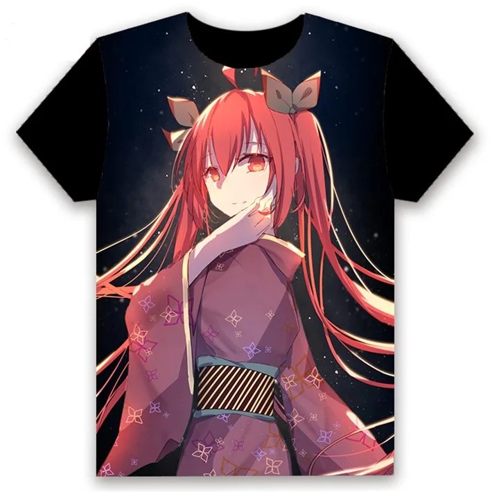 Модная мужская футболка аниме Дата живой Yatogami Tohka Tokisaki Kurumi Косплей Izayoi Miku короткий рукав черная футболка на заказ - Цвет: 2