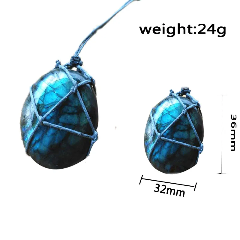 AAA Hemp Labradorite Necklace Handmade Natural Stone Pendant Macrame Wire Wrap Jewelry For Dropship 36*32mm | Украшения и