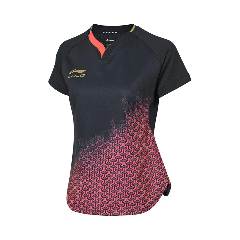 Li-Ning, женский костюм для соревнований по настольному теннису, футболка для сборной, сухая, дышащая подкладка, Спортивная футболка AAYP072 WTS1503