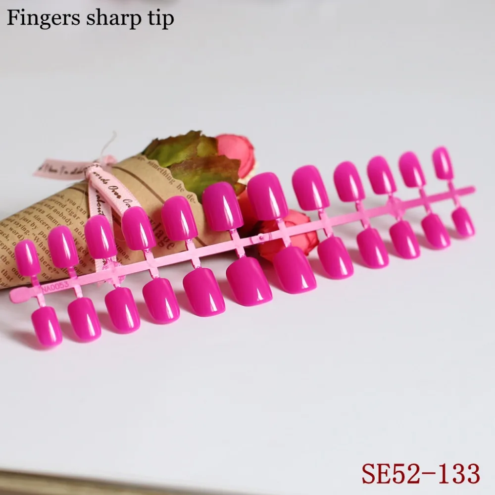 24 шт. накладные ногти Короткие розово красные европейские Стильные для