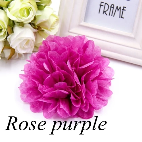 Rose purple 3/6/9 шт. " 8" 1"(15 см, 20 см, 25 см) Смешайте Цвет декоративные ткани Бумага Pom с цветочным узором на свадьбу, мяч для Свадебная вечеринка украшения дома - Цвет: Rose purple