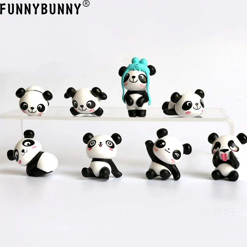 FUNNYBUNNY 8 шт. (1 комплект) милые игрушки панда фигурки набор для игр украшение торта