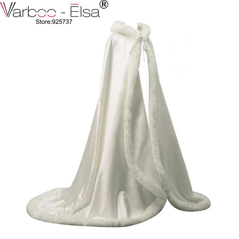 Длинная женская свадебная накидка потрясающая зимняя Свадебная с капюшоном цвет