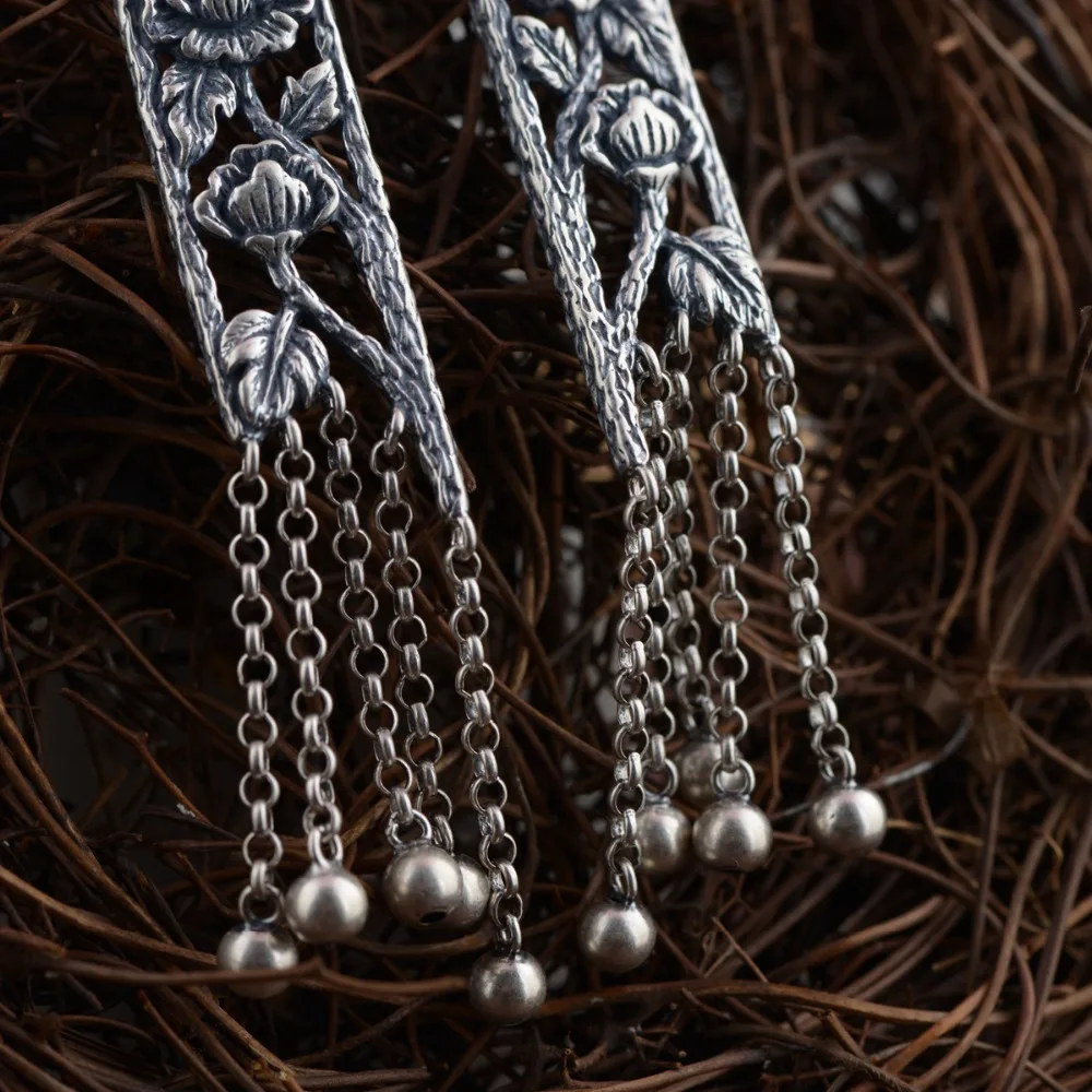 Серьги подвески женские из серебра 925 пробы с квадратными кисточками|earrings for|dropping