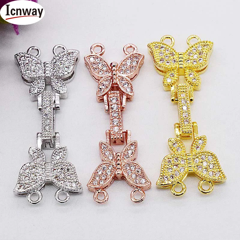 

wholesale Rhinestone inlay silver Plated clasp 2 rows 1.2*2.8cm For DIY bracelet necklace Free shipping icnway