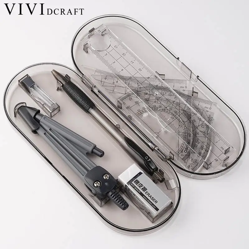 Vividcraft пластиковый математический набор компаса + Линейка ручка транспортир круг