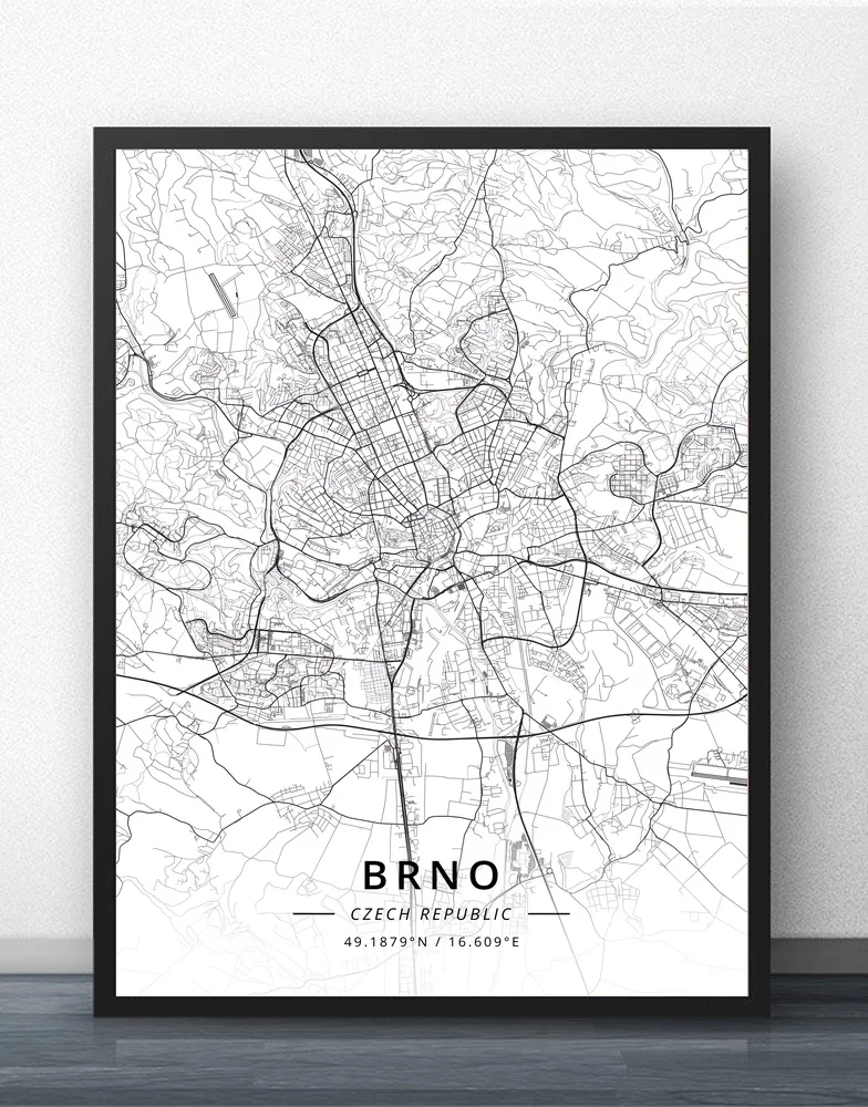 Плакат с картой Праги Чехии Brno|Рисование и каллиграфия| |