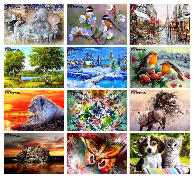 

MYTIAN 5D алмазная живопись «сделай сам», цветы, ландшафт, животные, наборы для вышивки крестиком, алмазная вышивка, квадратные стразы, домашний ...