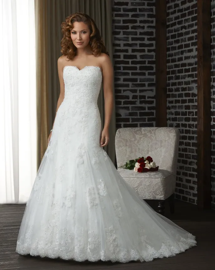 High Quality A-Line Sweetheart Full Length Lace Wedding Dress Bridal Gown 2015 Off The Shoulder F2061 | Свадьбы и торжества