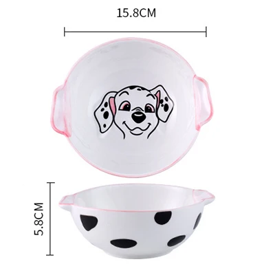 spotty Dog Big Bowl Креативные милые Керамика собака Стиль тарелка рисовая чаша для супа, салата ложка набор фарфоровой посуды малыша детская посуда подарок - Цвет: spotty Dog Big Bowl