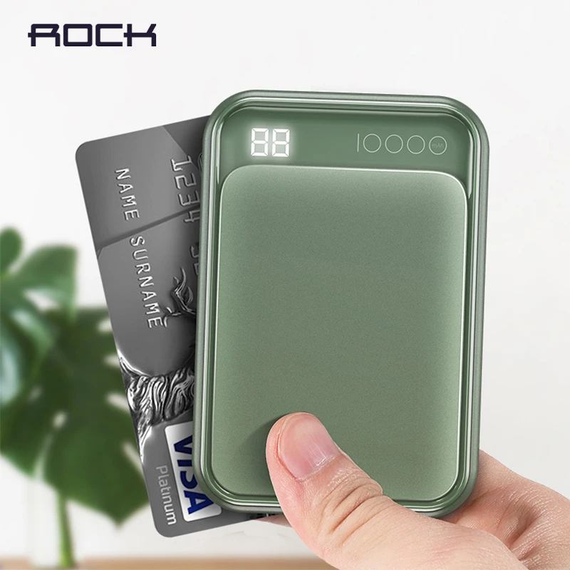 Внешний мини аккумулятор ROCK 10000 мАч два USB порта для Xiaomi mi phone портативный внешний