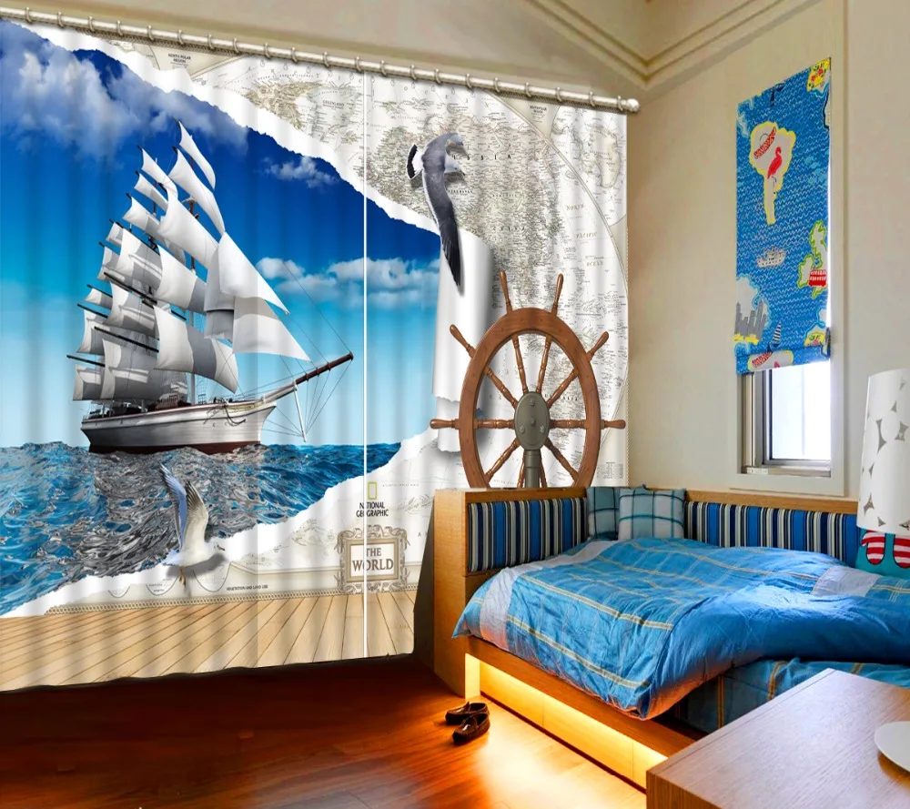 

Шторы на окна, 3D занавески с морским рисунком, для гостиной, спальни, Фотошторы, украшение для дома