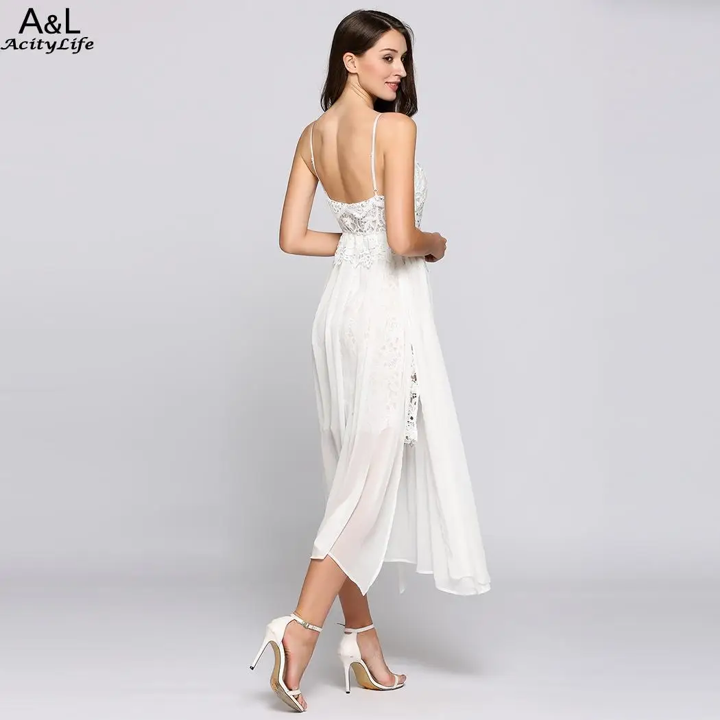 Линии ремень кружева лоскутное платье спагетти|Женские платья| |