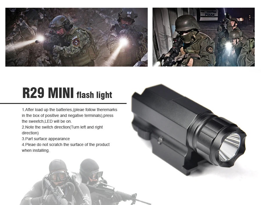 НОВЫЙ 200 люменов CREE светодиодный тактический пистолет-фонарик фонарь с