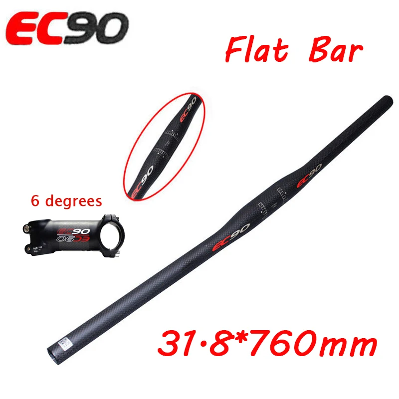 760mm-6 degrees-90 EC90 31,8 мм углеродный руль для шоссейного велосипеда, плоский руль для горного велосипеда, матовый руль для велосипеда 90 мм, ультра-светильник - Цвет: 760mm-6 degrees-90