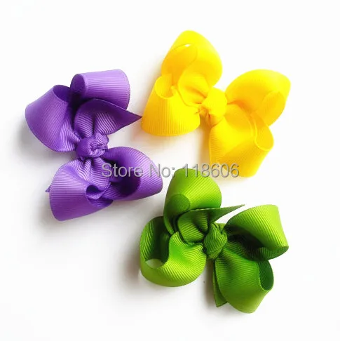 100PCS/lot Small Twisted Boutique Hair Bows - Basic Solid Colored Hair Bows Free Shipping