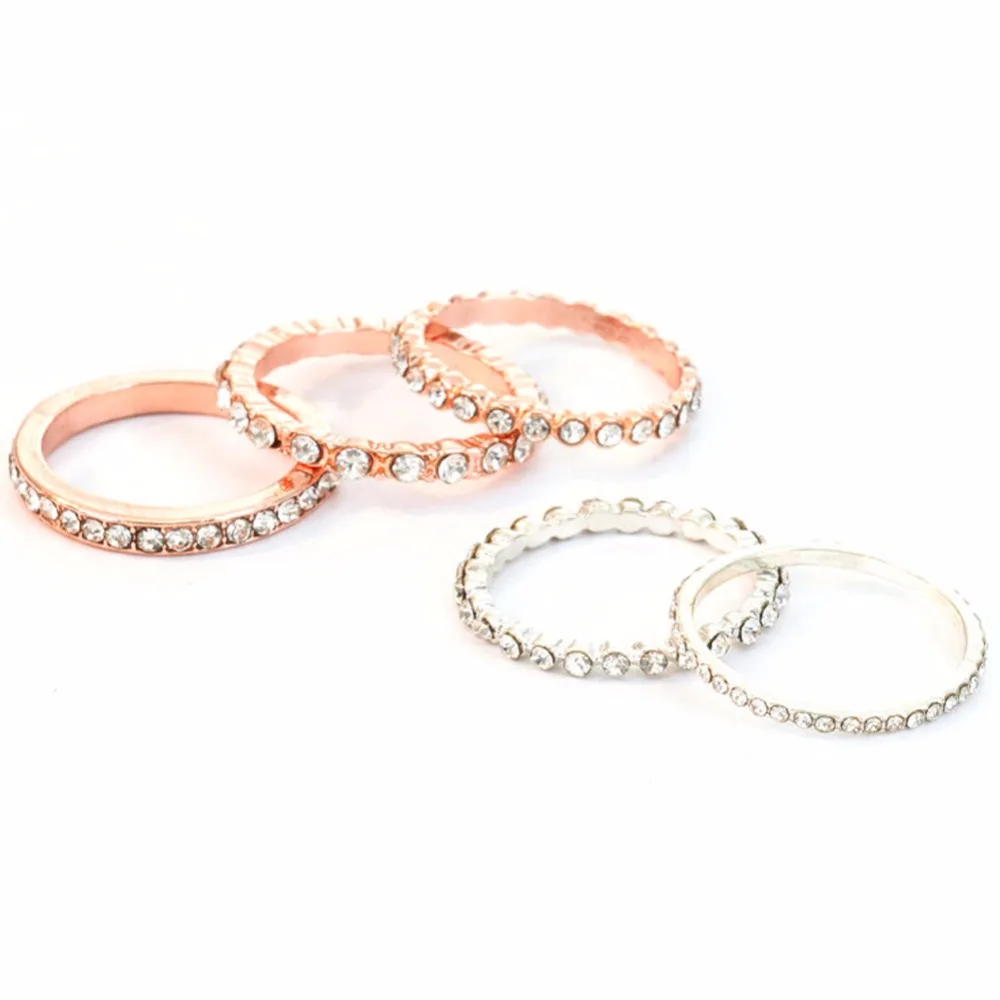 Корейское кольцо Стразы с кристаллами на костяшки средней длины штабелируемые