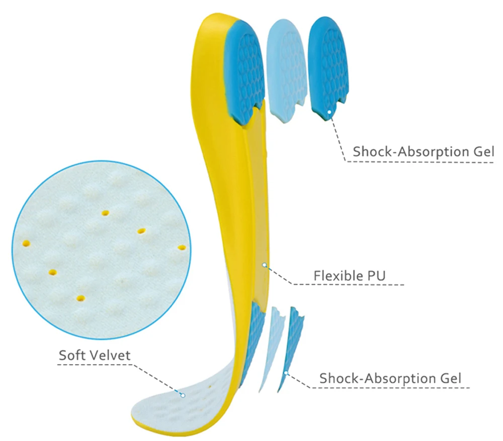 Спортивные стельки Demine из ПУ для бега унисекс мягкие амортизирующие массажные