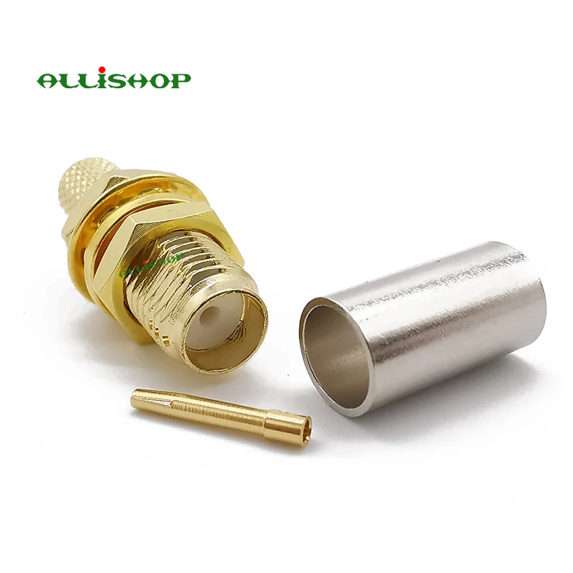 Кабель allishop SMA гнездо Гайка RF коаксиальный разъем обжимной для RG58, RG142, LMR195 кабель прямой позолоченный SMA разъем обжимной RF разъем
