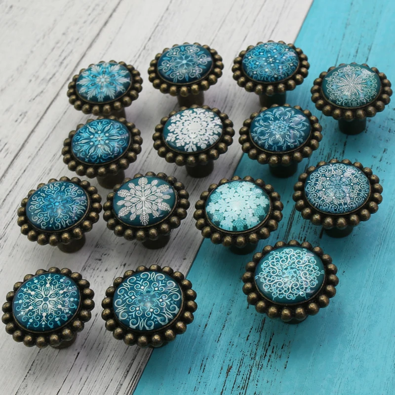 

1PC Unique Ancient Glass Knobs Kitchen Cabinet Cupboard Door Knobs Dresser Wardrobe and Drawer Pull handle