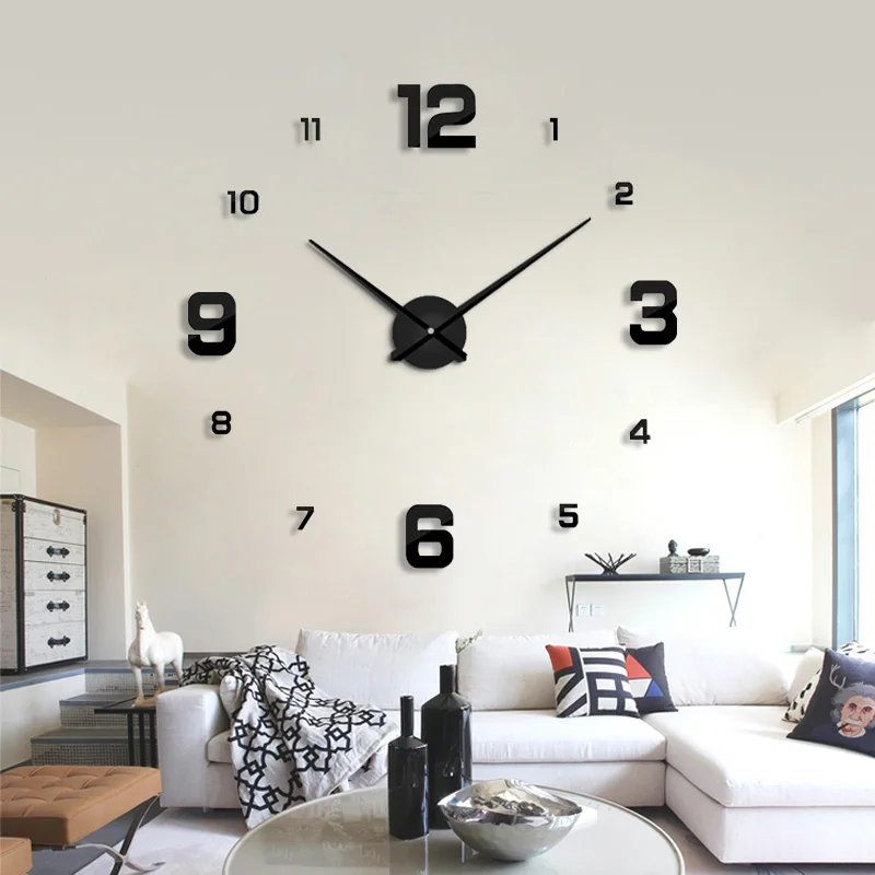 

2021 Home Decor Wall Clock 3D Acrylic Mirror Sticker Clock Mute Diy Big Size Quartz Clocks To Decorate Living Room Office