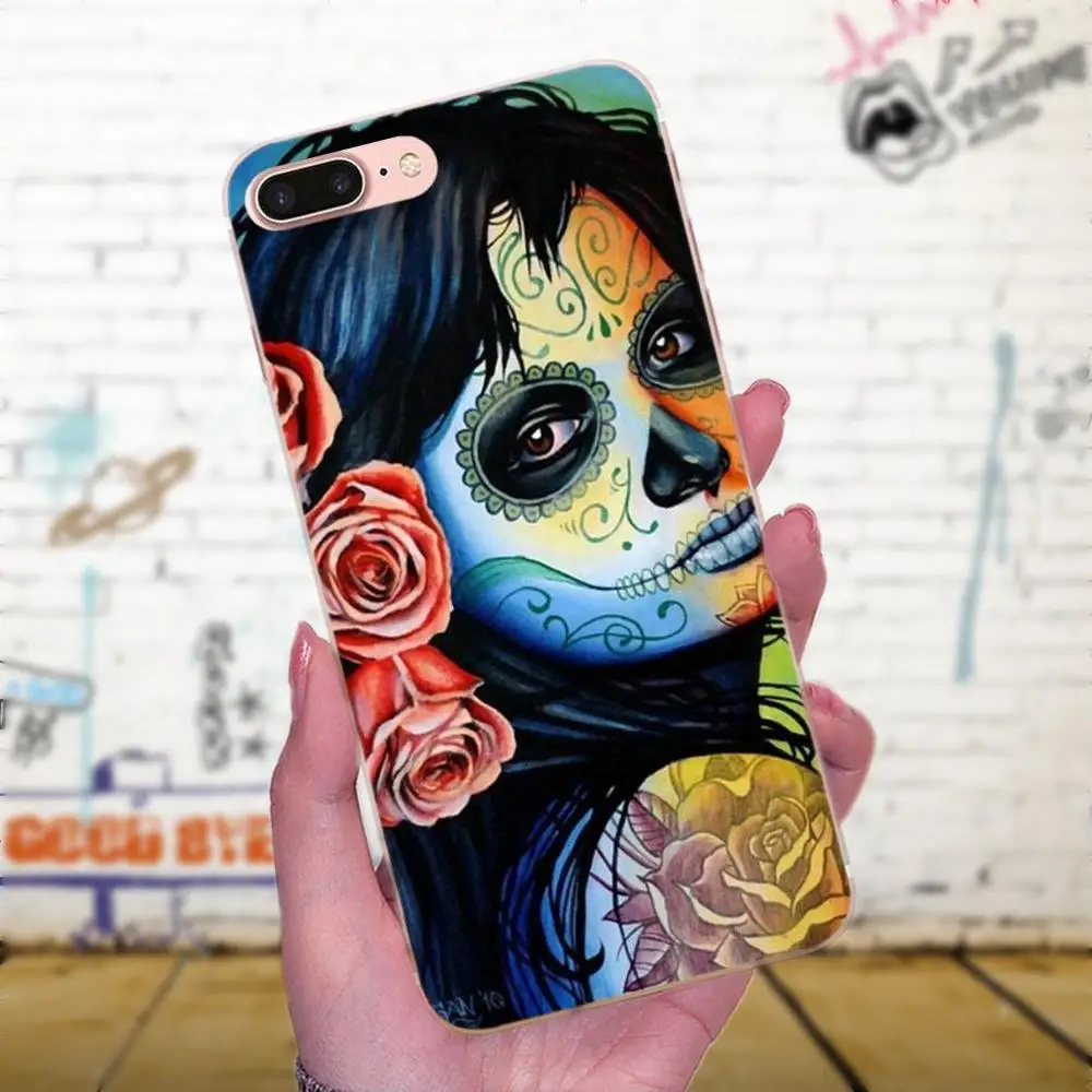 Catrina красивая Роза девушка череп искусство классика лучше ТПУ кожа телефона для