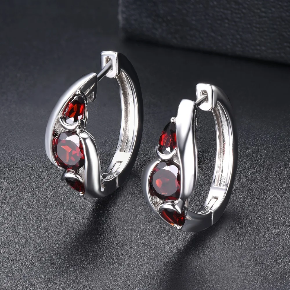 Hutang 2.85ct натуральный гранат женские серьги-кольца серебро 925 пробы красный