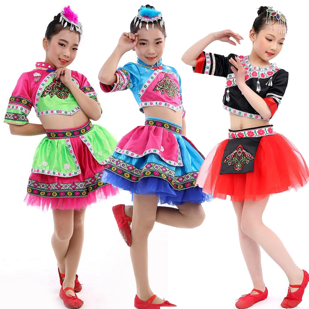 Детская одежда Hmong с блестками летняя детская сценическая костюмы для
