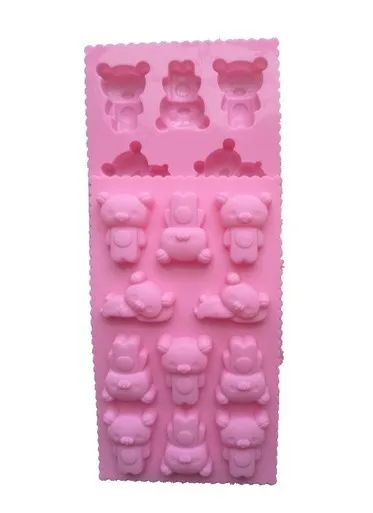 Силиконовая форма медведь торт печенье Шоколадное Мыло плесень льда Куб лоток 21