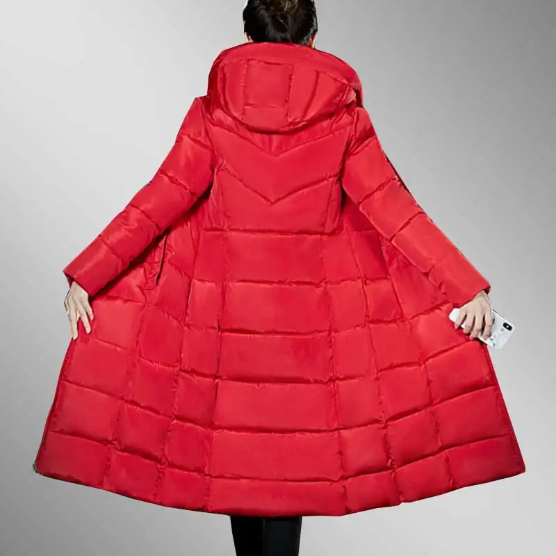 6XL Plus size Women Down Cotton Jacket 2018 Winter New Thickened Hooded Female Cotton Coat Female long Jacket Parkas WZ741