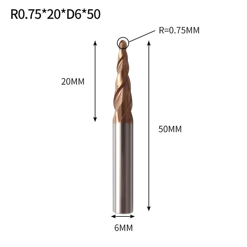 R0.75X20XD6X50L Augusttools 1 шт. коническая конусная фреза HRC60 из твердого карбида вольфрама коническая фреза с ЧПУ конусная резьба по дереву и металлу - Длина режущей кромки: R0.75X20XD6X50L
